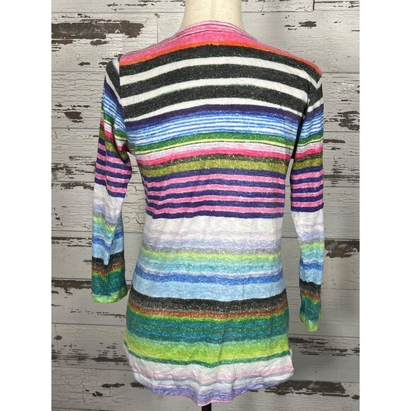 DAVID CLINE Stripe & Fun Tops 3/4 Length Sleeve Lot of 2 Sz M EUC - Picture 7 of 9